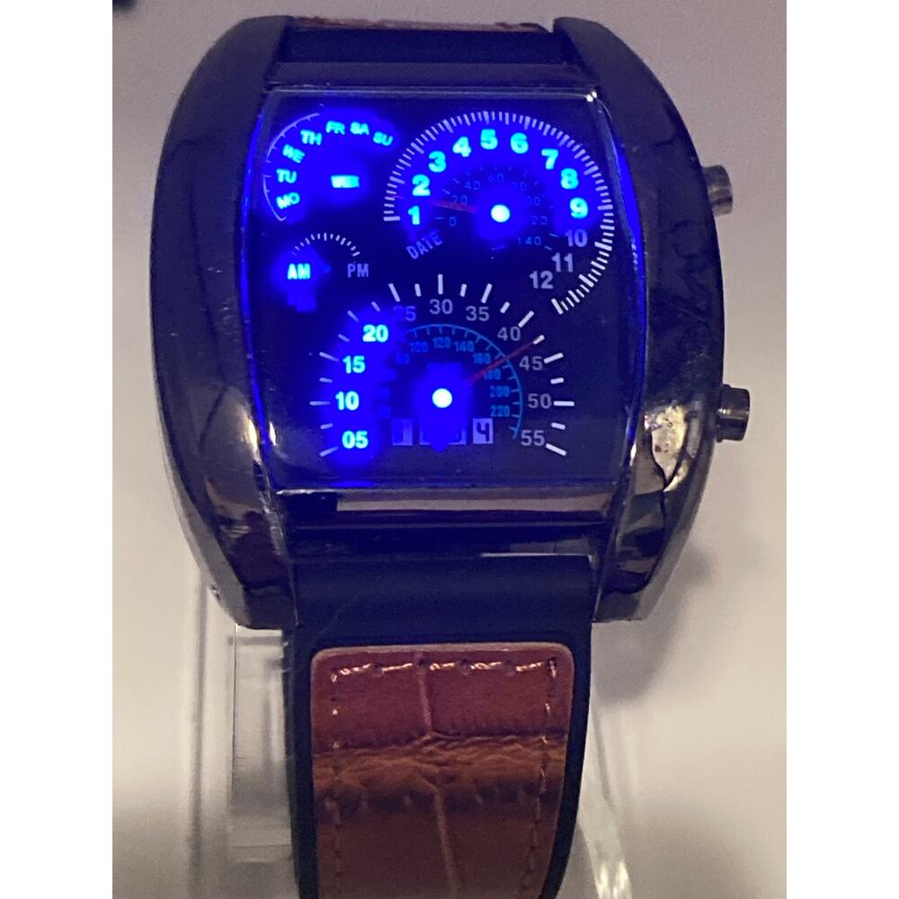Unique Men's Car Dashboard Style Light Up Watch 42mm - Fresh Battery Adjustable